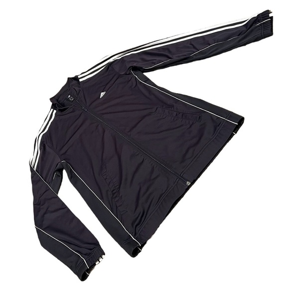 NWOT MENS ADIDAS BLACK/WHITE FULL ZIPPER TRICOT JACKET SIZE MEDIUM - Picture 2 of 5